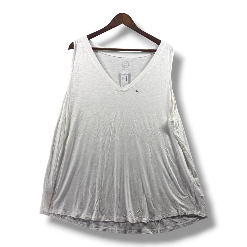 Maurices 24/7 White V-Neck Sleeveless Tank Top Slub Knit 2X NWT 124888Y